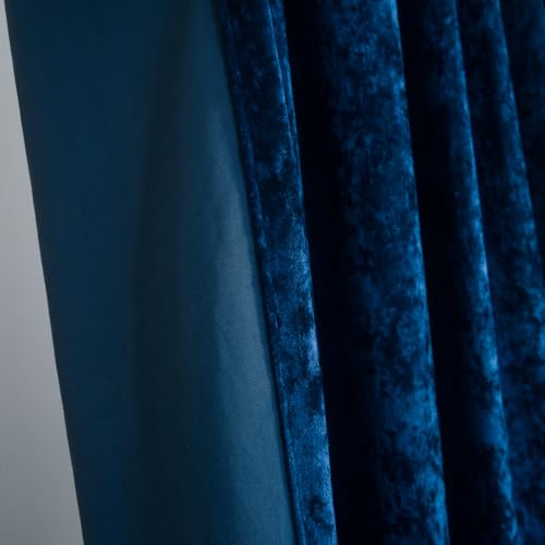 Luxury Crushed Navy Velvet Curtains 2 Panels Set - 96 inches Long Room Darkening Luxury Distressed Velvet Rod Pocket Window Drapes for Living Room Bedroom 52" W x 96" L - color: Navy, size: 52"W x 96"L (Pack of 2)