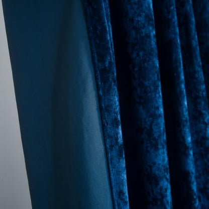 Luxury Crushed Navy Velvet Curtains 2 Panels Set - 96 inches Long Room Darkening Luxury Distressed Velvet Rod Pocket Window Drapes for Living Room Bedroom 52" W x 96" L - color: Navy, size: 52"W x 96"L (Pack of 2)