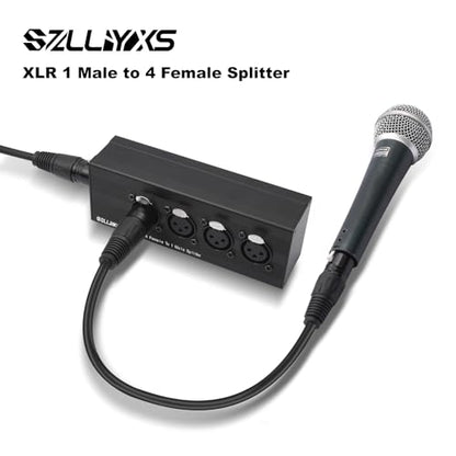 3 Pin XLR 1 Male to 4 Female Splitter,4WAY XLR Four-Input and one-Output Parallel Connection Adapter,Four Microphone inputs Converted to one Output,4 in to 1 Out Aduio Splitter - color: 1 Male to 4 Female Adapter