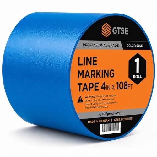 GTSE - Blue Vinyl PVC Floor Tape 4 inch x 108ft Safety Marking Tape | Safety Marking Tape for Gyms, Warehouses & Dance Floors - Durable Vinyl, High Visibility - color: Blue, size: 4" x 108 ft