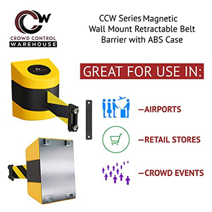 Crowd Control Warehouse WMB-220 Magnetic Retractable Belt Barrier, 15 Ft