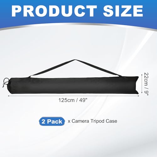PATIKIL 49 x 9 Inch Tripod Carrying Case, 2 Pack Camera Tripod Carrying Bags Oxford Cloth Padded Bag for Camera Gear Mic Light Stand Sheet Music Photography Accessories, Black - size: 49 x 9 Inch