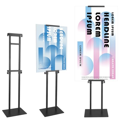 QKA Poster Stand for Display, Double Sided Pedestal Sign Holder , Heavy Duty Adjustable Floor Standing Height to 75 inches, Easy to Install, Suitable for Exhibitions,restaurants,theaters