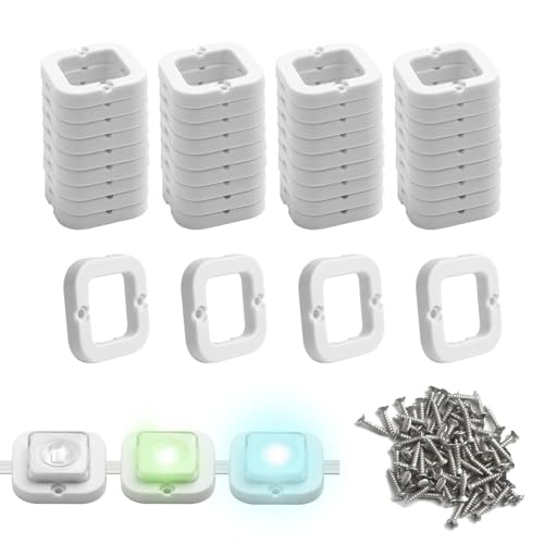 40 Sets Light Clips Upgraded Version for Govee Outdoor Light （Square） | Secure Mounting Brackets,Equipped with matching screws for Various Surfaces like Wood, Steel Siding etc - color: white-2-40