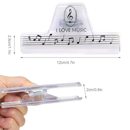4 Pack Music Sheet Holder Clip, Non-Slip & Adjustable Page Clip for Piano Keyboard, Guitar, Stands - Portable Accessory for Musicians & Practice
