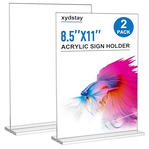 xydstay 8.5x11 Acrylic Sign Holder,Clear Table Display Stand,2 Pack