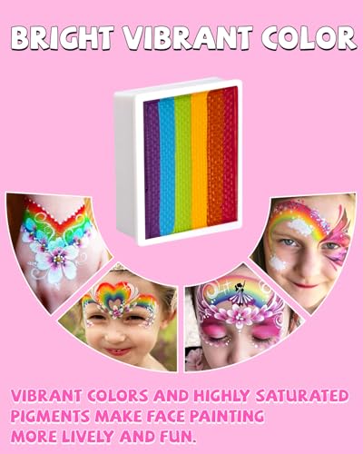 Anka Bella Professional Face Painting Kit for Kids Adults,Water Activated Split Cake Face Paint(12x10gm),Non-Toxic Face Paint Palette for Birthday Parties/Halloween/Carnival - color: Macaron Rainbow Cake