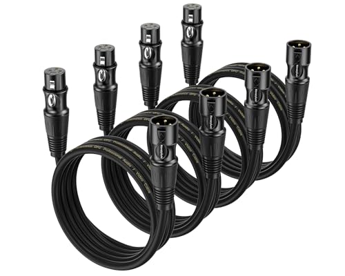 XLR Cables 2 Ft 4 Packs - Male to Female Microphone Cable Mic Cable - size: 2 Feet-4 Pack