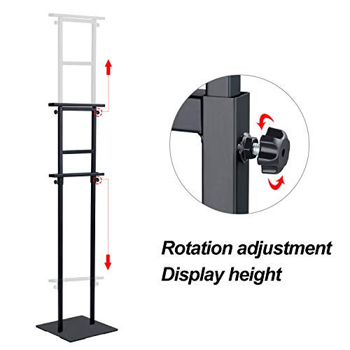 Eocnrhe Heavy Duty Banner Stand with Non-slip Mat Base, Adjustable Pedestal Poster Stand Up to 82 inches, Double Side Show Sign Stand, Connected Show Floor Standing Sign holder for Outdoor Display