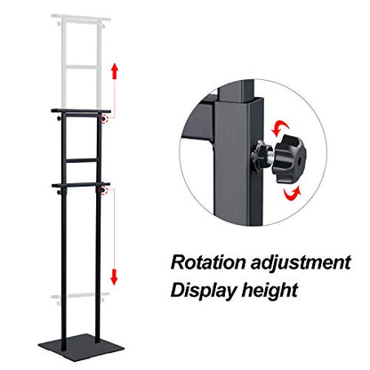 Eocnrhe Heavy Duty Banner Stand with Non-slip Mat Base, Adjustable Pedestal Poster Stand Up to 82 inches, Double Side Show Sign Stand, Connected Show Floor Standing Sign holder for Outdoor Display