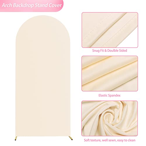 Wokceer 6FT Arch Backdrop Stand and Cover Set,Arch Stand with Beige Cover - color: Beige, size: 6x2.6FT