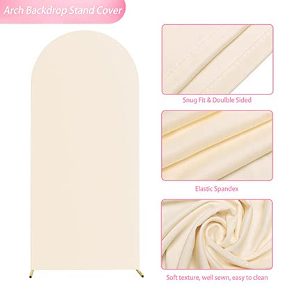 Wokceer 6FT Arch Backdrop Stand and Cover Set,Arch Stand with Beige Cover - color: Beige, size: 6x2.6FT