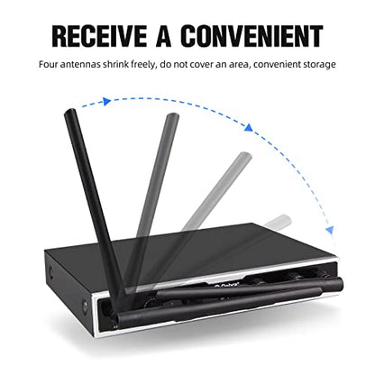 D Debra Audio Pro DU4004 UHF 4 Channel Wireless Microphone System with Lavalier Headset Mics, Ideal for Meeting Church Speech (4 Bodypack) - color: 4 Bodypack