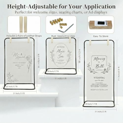 Wedding Welcome Sign Stand Fabric Banner Stand With Design Bundle Rose Vine | Cloth Linen Sign Holder Easel Stand for Sign Poster, Bridal Baby Shower With Stand Adjustable Welcome to Our Wedding , Black - color: Black