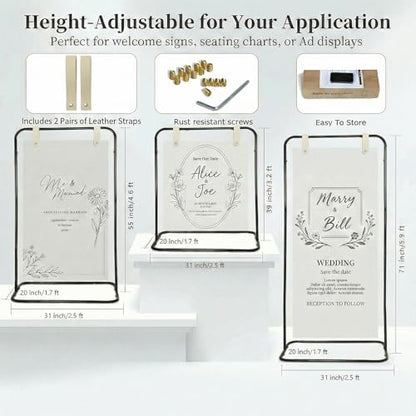 Wedding Welcome Sign Stand Fabric Banner Stand With Design Bundle Rose Vine | Cloth Linen Sign Holder Easel Stand for Sign Poster, Bridal Baby Shower With Stand Adjustable Welcome to Our Wedding , Black - color: Black