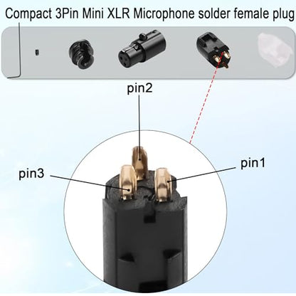 QIANRENON Compact Mini XLR Connector Solder Socket Gold Plated 3Pin Female Soldered Adapter Adjustable 90 Angle Female Welded Plug, Suit 1.5-3mm Cable, with 0.9mm Spanner - style: Female