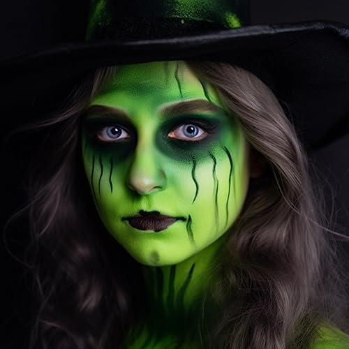 Light Green Face Body Paint(30gm), Water Activated Face Painting kit for Kids & Adults Party, SFX Makeup Facepaints for Halloween, St Patrick's Day, Witch, Alien, Goblin, Grinch, Frankenstein Cosplay - color: Light Green