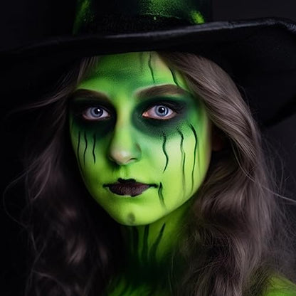Light Green Face Body Paint(30gm), Water Activated Face Painting kit for Kids & Adults Party, SFX Makeup Facepaints for Halloween, St Patrick's Day, Witch, Alien, Goblin, Grinch, Frankenstein Cosplay - color: Light Green