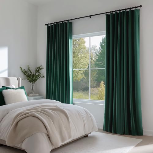 FMFUNCTEX Velvet Curtains Emerald Green Thermal Insulated Curtains for Bedroom Living Room Darkening Curtains 84 Inches Long Soft Luxury Heavy Rod Pocket Window Treatments Drapes 2 Panels Set - color: Emerald Green, size: 52"W x 90"L (Pack of 2)