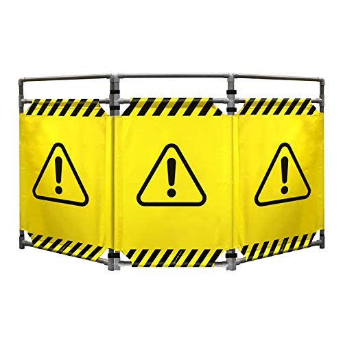 "Caution Symbol" Foldable Safety Barricade | High Visibility Red 3 Foot Lightweight Portable Safety Barrier with Heavy Duty PVC Frame