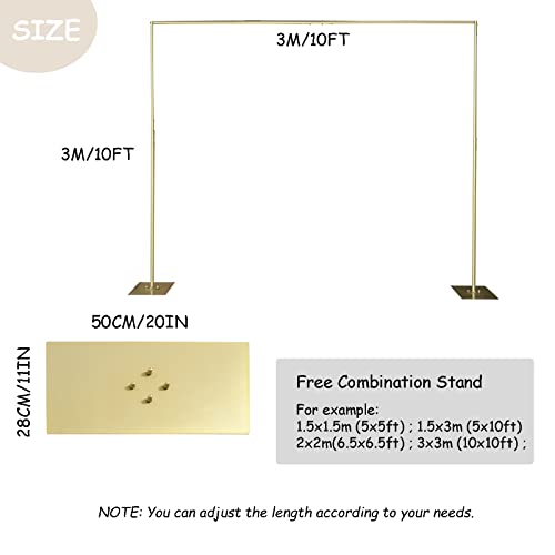 Professional Backdrop Stand Pipe Kit,10'x 10' Heavy Duty Adjustable Height Background Support System Curtain Frame Telescopic with Steel Base for Wedding Party Photography Show Display,Gold - size: 10FT x 10FT,Gold