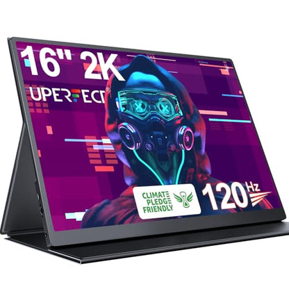 UPERFECT 16" 2K 120Hz Portable Monitor, 2560x1600 Portable Gaming Monitor | 400 Nits, FreeSync, wiht VESA, Cover, HDR, Ultra Slim, Eye Care, External Second Screen for Laptop, PC, Phone, Game Console - size: 16"
