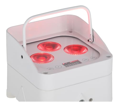 Rockville Wet PAR 50 White Rechargeable DJ Light with 2.4Ghz Wireless DMX | 24-Hour Battery, RGBWA+UV LEDs, RF Remote, IP64 Waterproof, 3/4/6/10-Channel Modes, Master/Slave