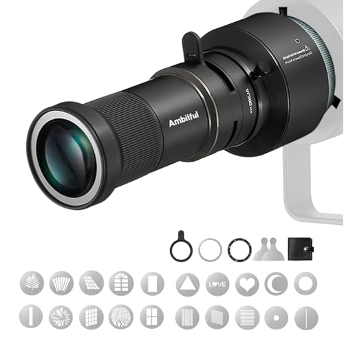 Ambitful AL300Pro Optical Snoot,with 20 Gobos,36° Lens Spotlight Bowens Mount Projector Attachment for COB Monolight Portraits,Photography Video Shape Light Studio,Godox LED Light