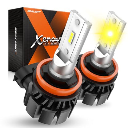 SEALIGHT H8 H16 H11 LED Fog Light Bulbs Yellow, 600% Brightness H11 Led Bulb Yellow Fog Lamps, 3000K Amber Strong Penetration H9 H8 Fog Light Bulb for Cars,Trucks, Plug and Play(Pack of 2) - color: Yellow, size: H11/H8