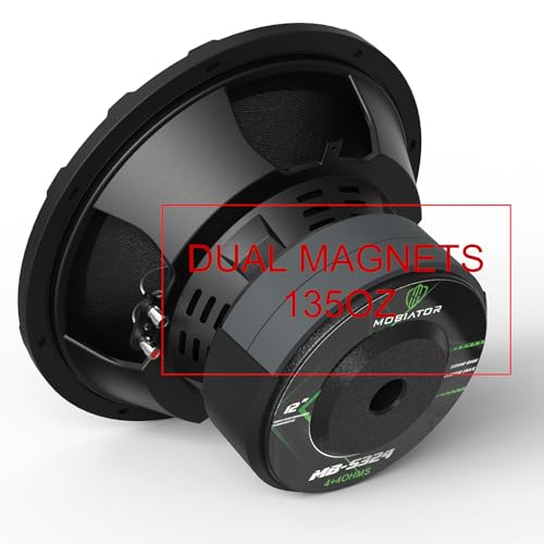 MOBIATOR-12 Inch Car Subwoofer 2000W Max 500W RMS, Dual Magnets(135Oz), 3 Inch Black Voice Coil, Dual Spider, 4 Ohm Heavy Gauge, Easy to Install, Black-S324 (MB-S324)