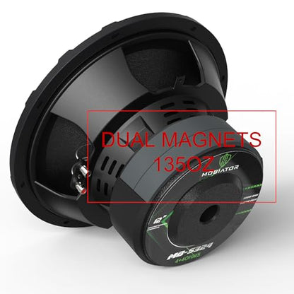 MOBIATOR-12 Inch Car Subwoofer 2000W Max 500W RMS, Dual Magnets(135Oz), 3 Inch Black Voice Coil, Dual Spider, 4 Ohm Heavy Gauge, Easy to Install, Black-S324 (MB-S324)
