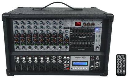 Rockville RSG15.24 Dual 15" 3-Way PA Speaker Pair with RPM109 V2 Mixer | 3000W Peak / 1500W RMS, RPM109 V2 12 Channel Mixer, 7 Band EQ, Effects, USB, 48V, 2 Speakon Cables, 5-Items