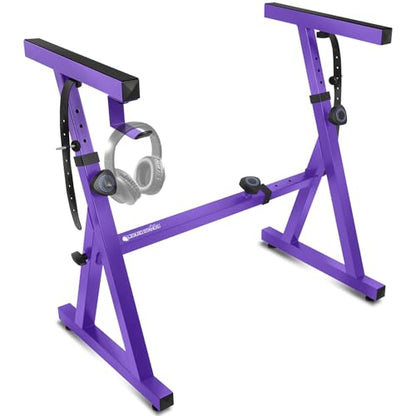 Liquid Stands Piano Keyboard Stand - Z Style Adjustable and Portable Heavy Duty Music Stand for Kids and Adults -Fits 54-88 Key Electric Pianos - Sturdy Musical Keyboard Stand (Purple) - color: Purple
