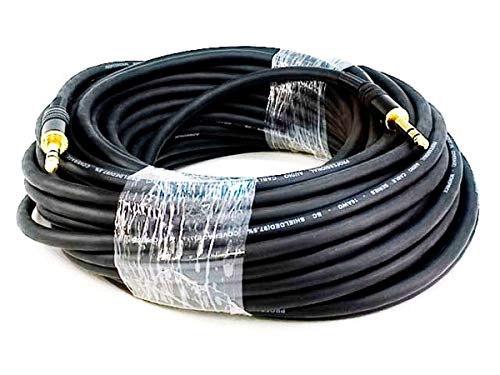 Monoprice Premier Series 1/4 Inch (TRS) Male to Male Cable Cord - 75 Feet- Black 16AWG (Gold Plated) - size: 75ft