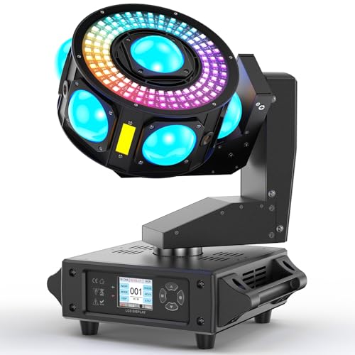 160W 3-Axis Moving Head Lights RGBW 540°Rotation DJ Light with Strobe Effects DMX512 19/25CH with Sound Activated Moving Head Beam Stage Light for Disco Wedding Parties Live Show Bar - color: 1 Pack