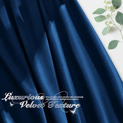 Manyshofu Navy Blue Velvet Curtains, 2 Panels Blackout 52x84 | Luxurious Velvet Feel, Thermal Insulated Noise Reducing, Dual Back Tab And Rod Pocket Hanging, Machine Wash Fade-Resistant - color: Navy Blue, size: 52"W x 84"L (Pack of 2)