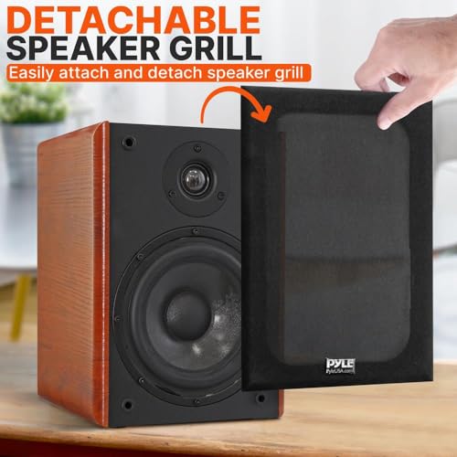 Pyle 6.5" Home Audio Speakers, 2-Way Passive Bookshelf, 240W Max Power, 1" Silk Dome Tweeter, Composite Woofer, Gold Plated 5 Way Binding Post, Rubber Surrounds, Beautiful Wood Grain Finish - Pair - color: Natural, size: 6 inch