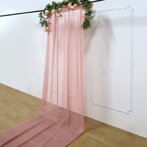 Tableclothsfactory Dusty Rose Sheer Premium Chiffon Curtain Panel Backdrop Drapery with Rod Pockets | 5ft x14ft - color: Dusty Rose, size: 5ftx14ft