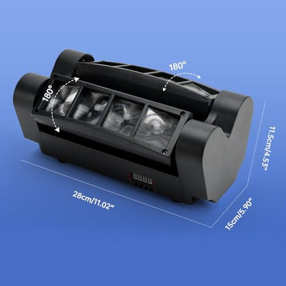 Topteng 80W DMX Moving Head Light DJ Light RGBW, Sound Activated 8LED RGBW Spider Moving Head Stage Lighting Beam DMX Disco Party DJ Lighting
