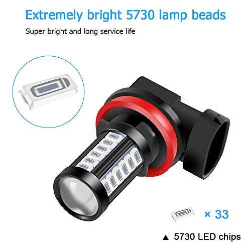H8 H9 H11 LED Fog Light Bulbs DRL 2800 Lumens Xtreme Super Bright 5730 33-SMD 12V LED Bulbs Replacement for Cars, Trucks, 6000K Xenon green - color: green