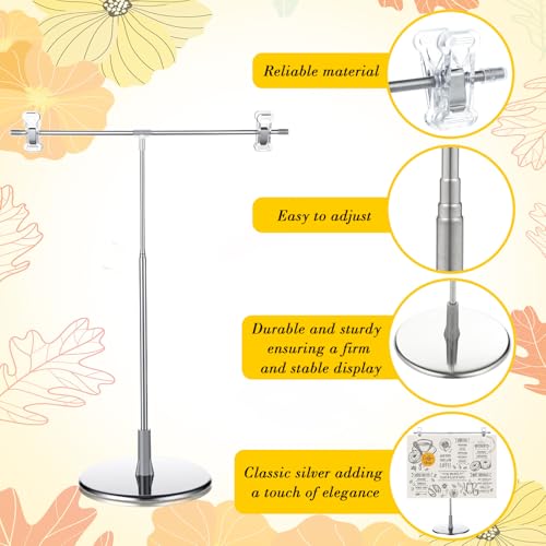 6 Pcs Adjustable Table Banner Stand Table Top Banner Metal T-shaped Display Poster Holder Advertising Business Store Counter Desktop Holder 9.84" to 37.4" Height for Birthday Wedding Show