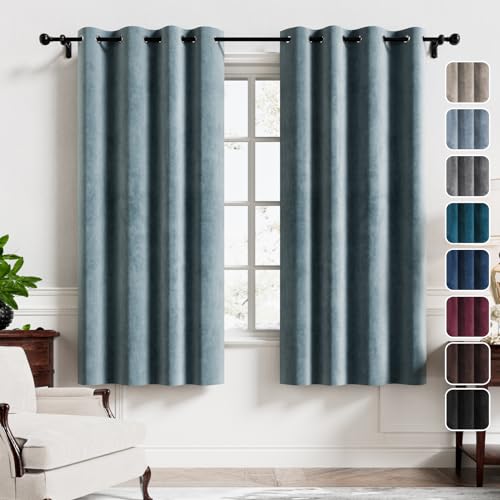 H.VERSAILTEX Room Darkening Velvet Curtains for Bedroom, 63" L, Stone Blue - color: Stone Blue, size: 52"W x 63"L (Pack of 2)