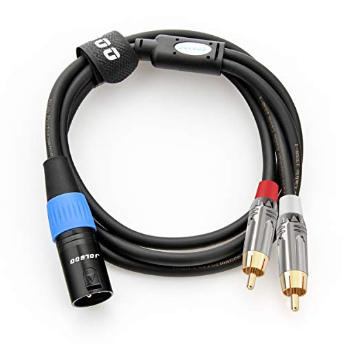 JOLGOO Unbalanced Dual RCA to XLR Male Y Splitter Patch Microphone Cable, 1 XLR Male to 2 RCA Male Y Adapter Cord Cable, 3.3 Feet - size: 3.3 Feet, style: Dual RCA Male to XLR Male