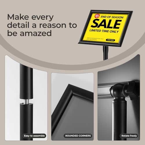 sign holder stand, floor standing sign poster stand for display, heavy duty pedestal signage stand for diplay menu advertising (Black, 8.5×11) - size: 8.5×11