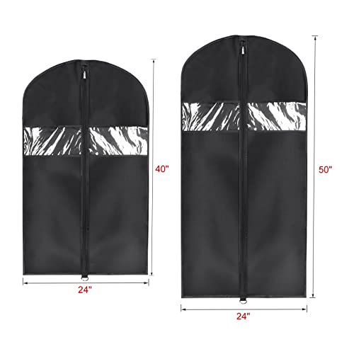 Univivi Garment Bags Suit Bag for Storage and Travel, 40/50 Inch, Set of 6 | Travel Bag with Zipper and Visible Transparent Window, Oxford Fabrics, Foldable Washable Suit Cover for Jacket, Suits, Coats - size: 24"X40/50"-6pcs - Oxford