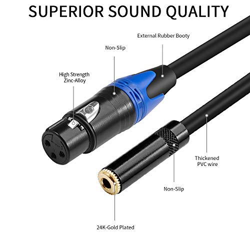 XLR to 1/8 Stereo Cable - Balanced XLR Female to 3.5mm(1/8 inch) Female TRS Mini Jack Audio Converter Adapter - 3.3 feet/1 m - size: 3.3 Feet