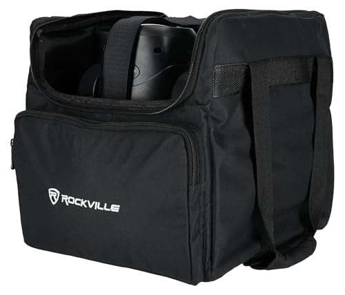 Rockville RLB40 Padded Travel Bag for (2) Chauvet or American DJ Effect Lights | 10mm Padding, 13" x 13" x 6.8" Per Compartment, Removable Divider, Accessory Pocket, Shoulder Strap, Fits 1 or 2 Fixtures