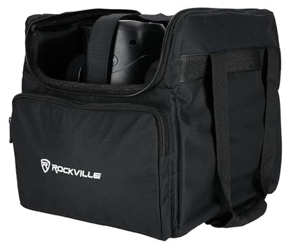 Rockville RLB40 Padded Travel Bag for (2) Chauvet or American DJ Effect Lights | 10mm Padding, 13" x 13" x 6.8" Per Compartment, Removable Divider, Accessory Pocket, Shoulder Strap, Fits 1 or 2 Fixtures