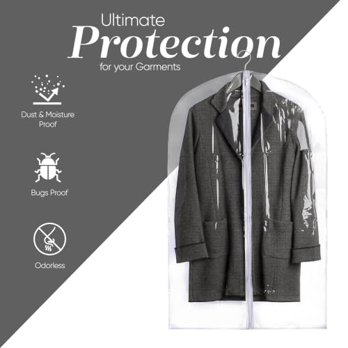 Handy Laundry Clear Vinyl Garment Bag - Protect Your Clothing While Traveling & Dust Free While Hanging in Your Closet. Ideal for Coats, Suits, Dresses or Gowns - Set of 2 (24 X 42 Inches) - size: 24" x 42", style: Clear Vinyl