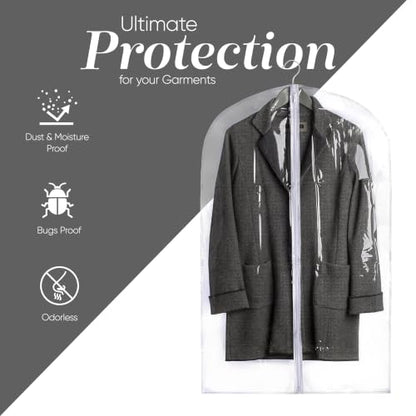 Handy Laundry Clear Vinyl Garment Bag - Protect Your Clothing While Traveling & Dust Free While Hanging in Your Closet. Ideal for Coats, Suits, Dresses or Gowns - Set of 2 (24 X 42 Inches) - size: 24" x 42", style: Clear Vinyl
